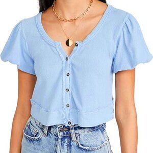 NWT Free People Women's Molly Tee, Larkspur, Blue, M